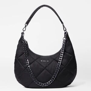 New Mz Wallace Black Madison Quilted Shoulder Bag with 3 Detachable Straps